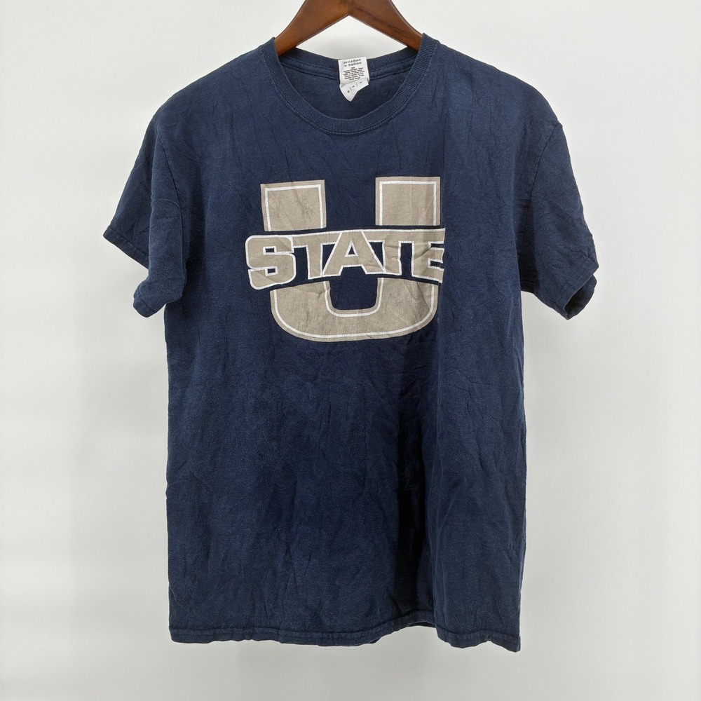 Gildan Utah State Aggies T-Shirt Navy Blue Graphic Tee Mens Medium